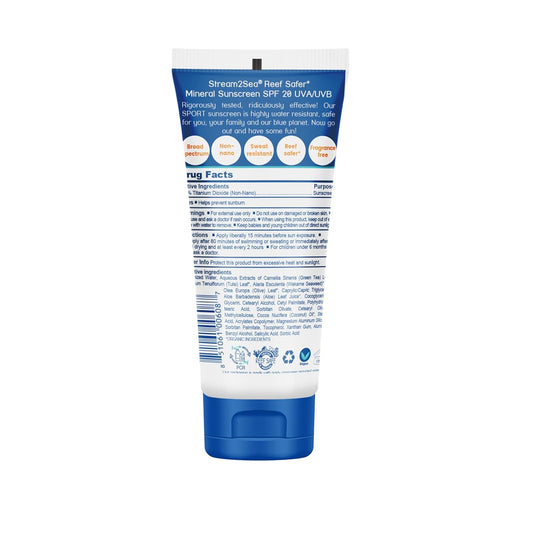 STREAM 2 SEA SPF 20 Biodegradable Mineral Sunscreen, 3 Fl oz Paraben Free Non Greasy and Moisturizing Reef Safe Sunscreen For Face and Body Protection Against UVA and UVB