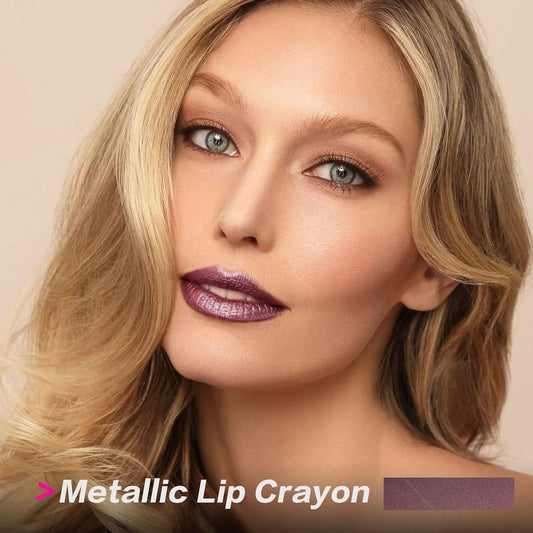 FOCALLURE Ultra Chic Metallic Lipstick,Rich Vitamin E Lip Crayon,Lightweight Shinning Color without Drying or Fading,Long Lasting Lips Makeup,#22 Pottery