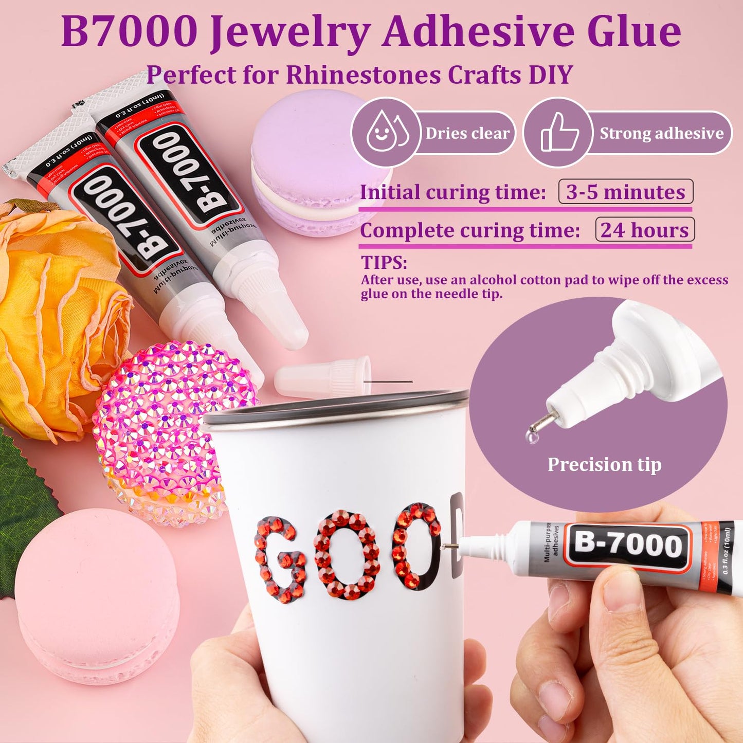 30000Pcs Resin Rhinestones with Tweezers for Crafting, Red Flatback Gems, Bedazzling Crystal with 3Pcs 10ml B7000 Jewelry Glue for DIY Crafts Clothing Tumblers Shoes Fabric Nail Art