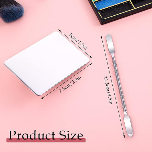 Makeup Mixing Palette Stainless Steel Foundation Palette with Spatula Professional Cosmetic Palette for Mixing Foundation Eye Shadow Nail DIY Art