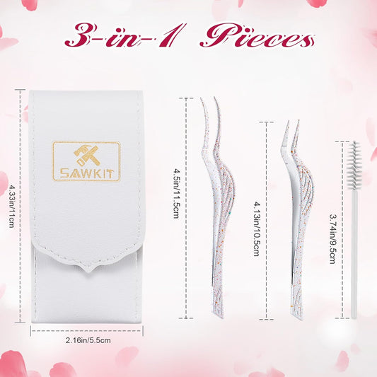 Eyelash Applicator Tool 3-pcs Lash Applicator Tool Set with Eyelash Extension Tweezers, Brush – Professional Eye Lash Applicator Tools for DIY Eyelash Extensions, Cluster Lashes