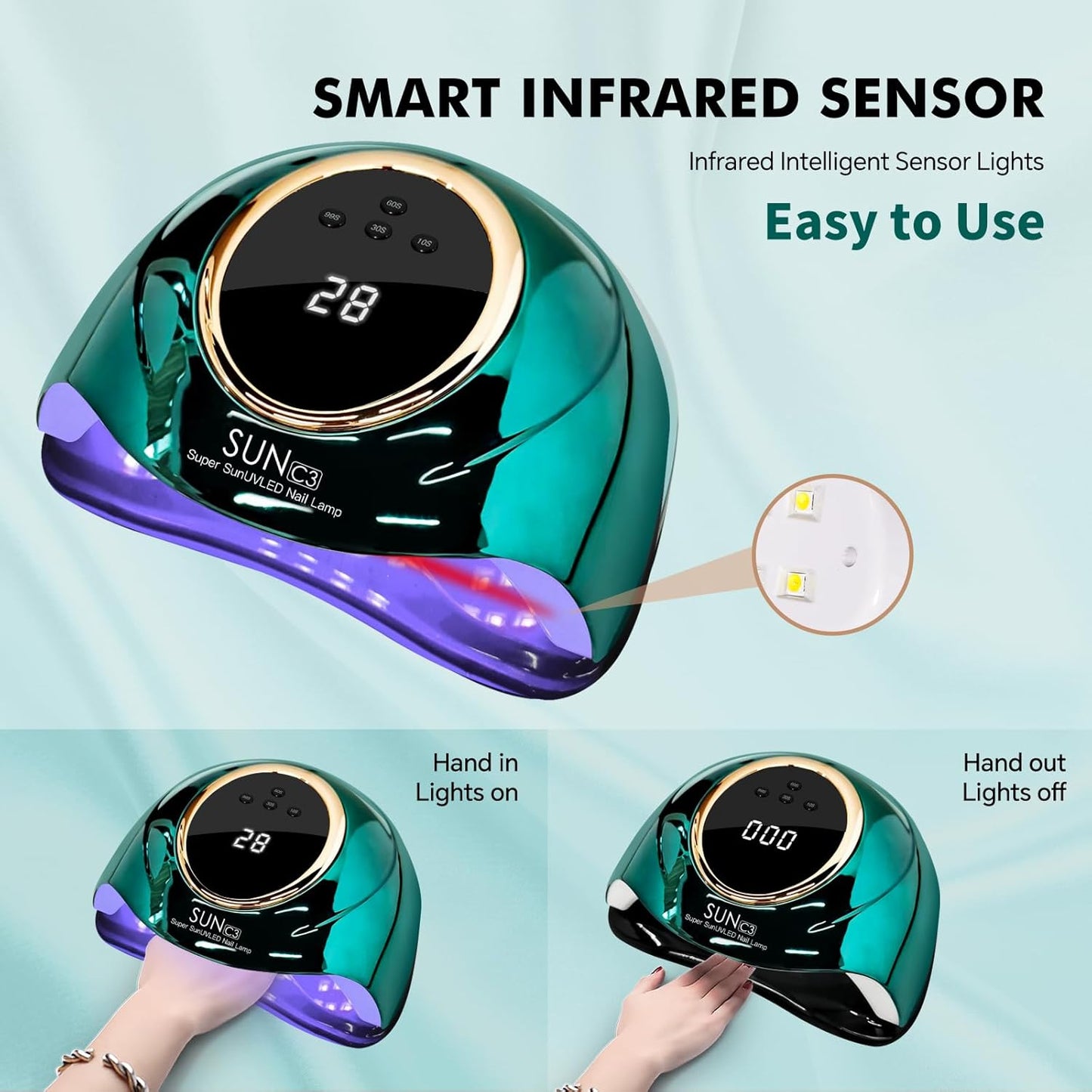 UV Light for Gel Nails 288W UV Nail Lamp with 63 LED Beads for Gel Polish with LCD Display Auto Sensor and 4 Timer Settings Professional Nail lamp