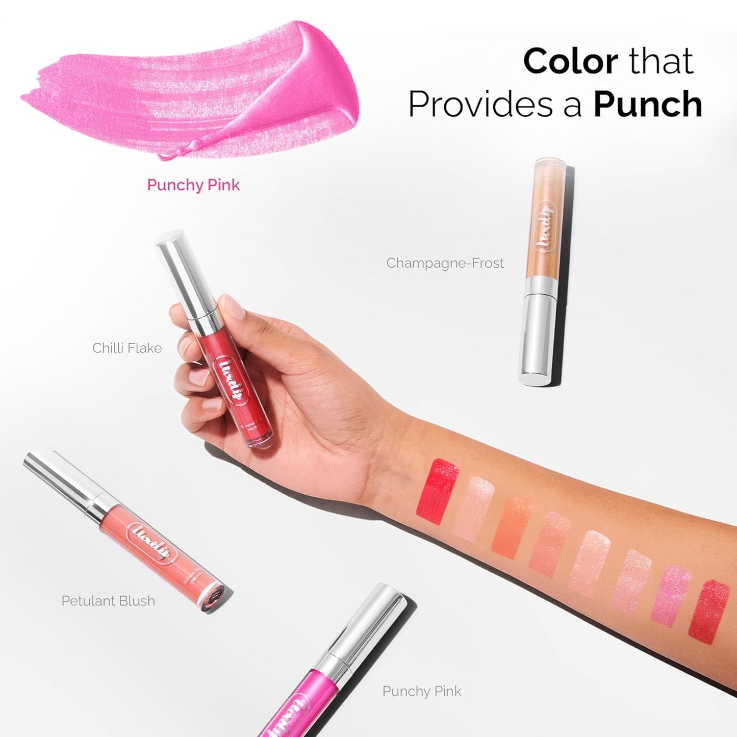 LuxeLip™ Matte Lipstick, Hydrating Non-Sticky Lip Gloss for Luminous Shine & Moisturized Lips, Lightweight, Long-Lasting Glossy Finish, Cruelty-Free Lip Makeup for Women (Punchy Pink, 8ml)