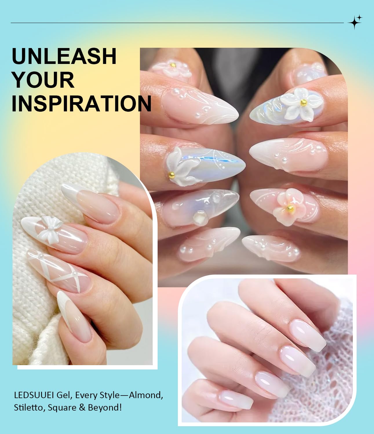 Solid Builder Gel for Nails LEDSUUEI - 100g Large Capacity White 3D Nail Gel Sculpting Non-Sticky Hand Carving Glue Extension for Manicure Salon Home Decoration DIY