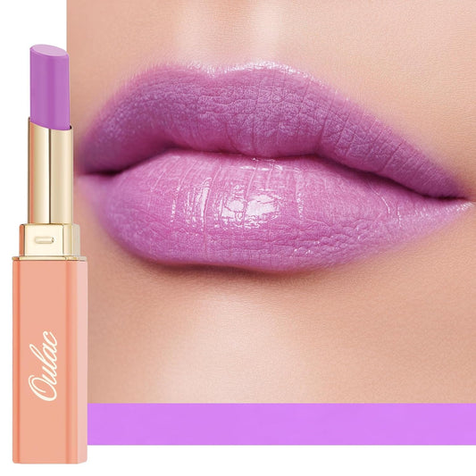 Oulac Pinky Purple Lipstick - Moisturizing Lip Stick Glossy Tinted Lip Balm, Sheer Shine Juicy Finish, Lightweight and Hydrating Formula for Dry Lip Care, Vegan 2.2g/0.07oz (10)