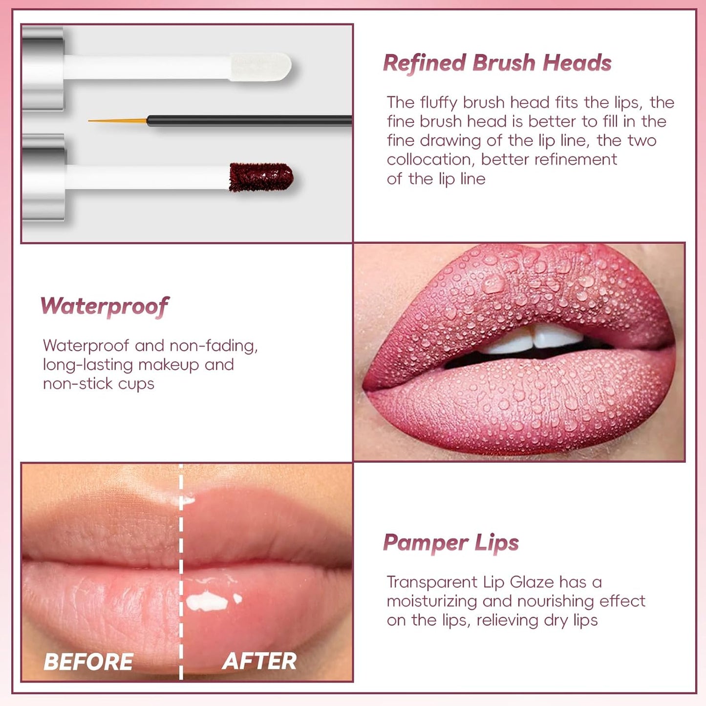 Dual-Ended Peel Off Lip Stain Liner, Long Lasting Waterproof Peel Off Lip Liner Tattoo with Nourishing Clear Gloss Combo Set, Transfer-Proof Non-Stick Cup Shiny Lips Tint Lipstick Makeup07