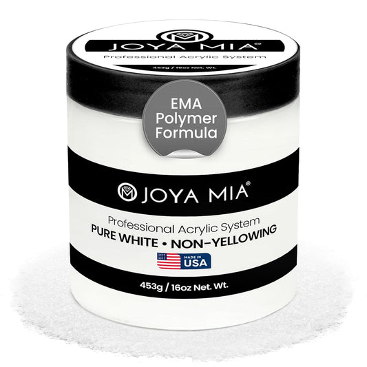 Joya Mia Acrylic Powder for Nails, MMA-Free, Super Adhesion Professional Powder for Flawless & Long-Lasting Nail Enhancements, Easy Application, Vibrant & Stunning Colors - Pure White, 16 oz