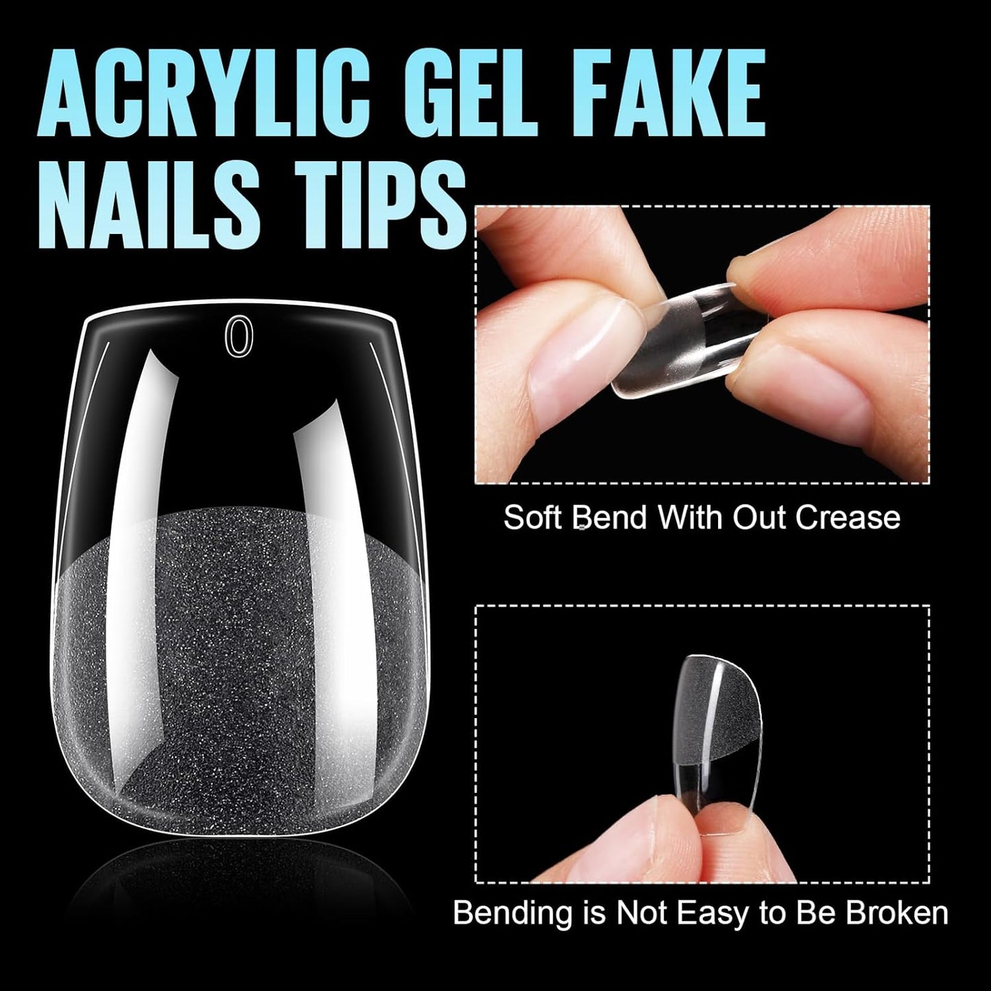 TOMICCA Extra Short Coffin Nail Tips 240Pcs 15 Sizes Full Cover Gel Nails, Soft Acrylic Gel Nail Tips for Nail Extension