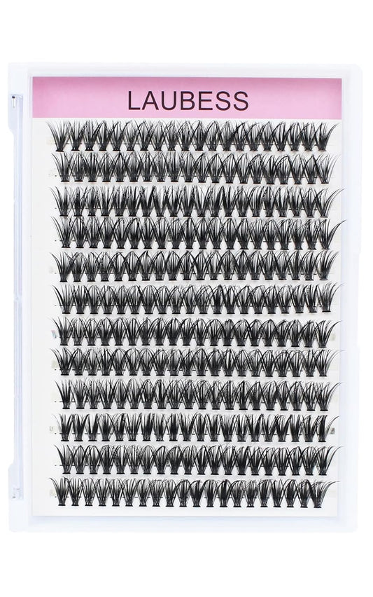 Eyelash Clusters LAUBESS Lash Clusters Individual Lashes DIY Cluster Eyelash Extensions DIY at Home Waterproof Cluster Lashes (40D-D-13)