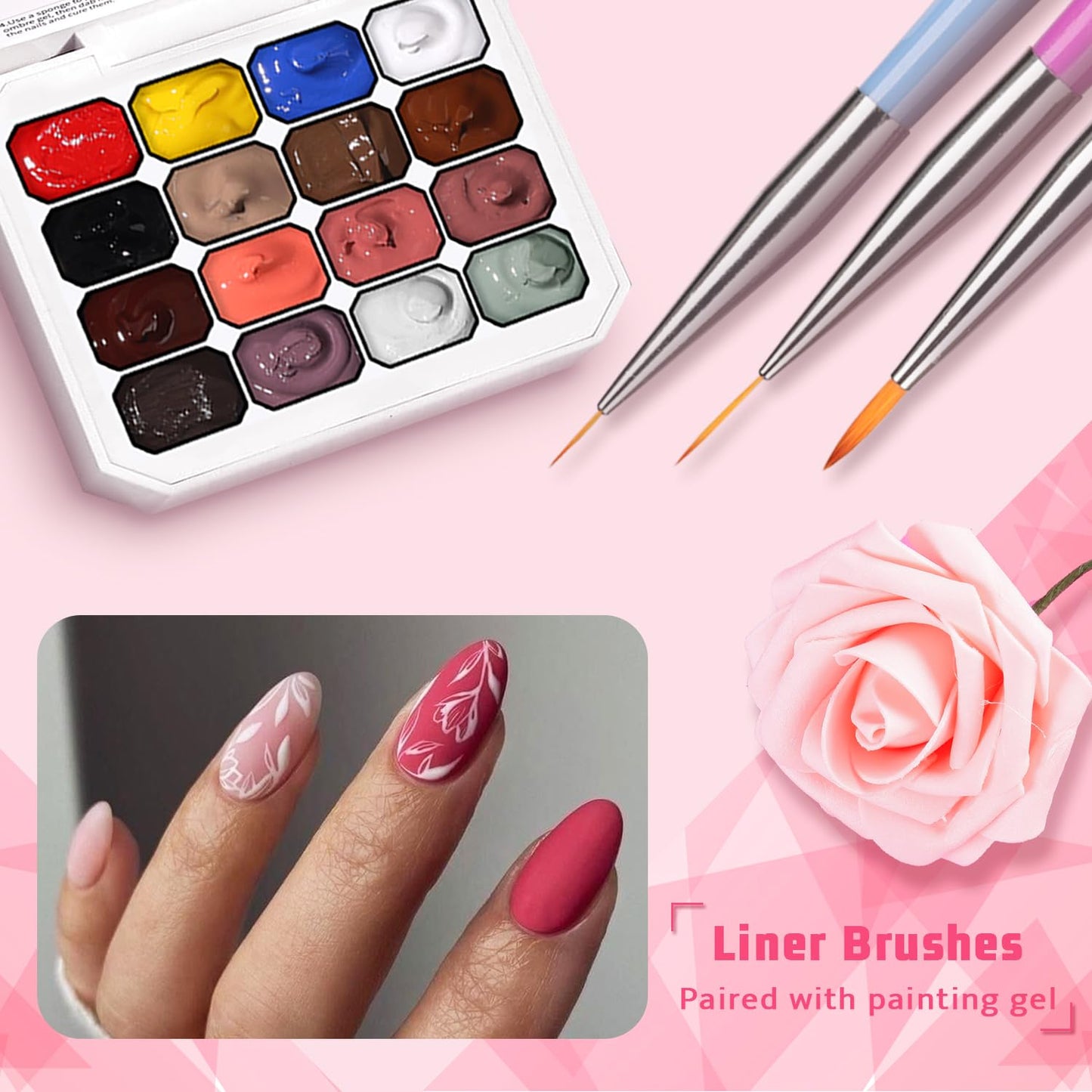 Sponge Pat Paint Nail Gel, Ombre Nails Gradient Gel Nail Blush Blooming Aura Nails Drawing Stripper Floral Painting DIY Nail Art, No Wipe, UV/LED Curing (16 Colors J)