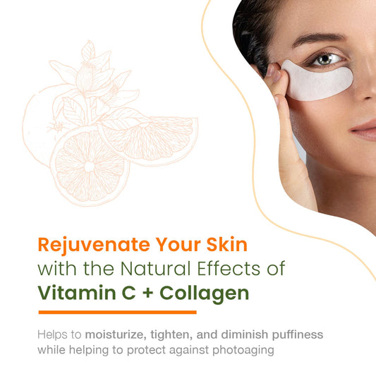 Vitamin C & Collagen Under Eye Pads - 15 Pairs (3 Pack), Reduce Dark Circles, Puffiness, Fine Lines, Anti Aging, Cruelty Free, Korean Skin Care, All Skin Types