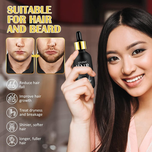 Minoxidil Hair Growth Serum for Men and Women, 5% Minoxidil with Biotin for Scalp Hair Loss and Thinning, Promotes Natural Thicker, Longer, Fuller Healthier Hair, 2.02 oz