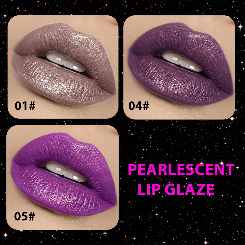 Taupe Purple Dark Purple Metallic Lipstick for Women,Glitter Sparkling Liquid Lipstick,Long Lasting Waterproof Lightweight Non-Drying Bold Dark Lip Gloss for Gothic Stage Makeup,Vegan