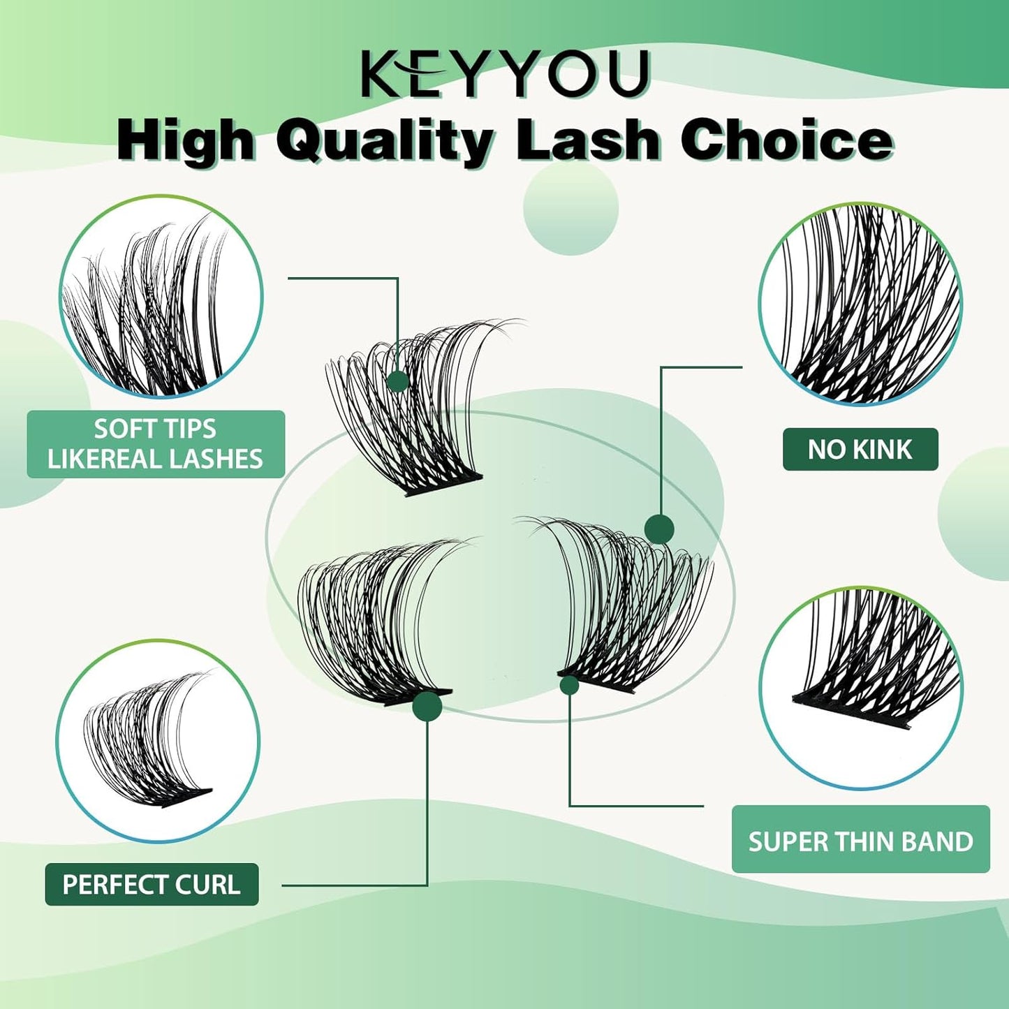 Lash Clusters 96pcs Individual Lashes Y11 D Curl 14mm Cluster Lashes KEYYOU Volume Wispy Lash Extension Soft&Comfortable Easy DIY at Home(Y11 D-14mm)