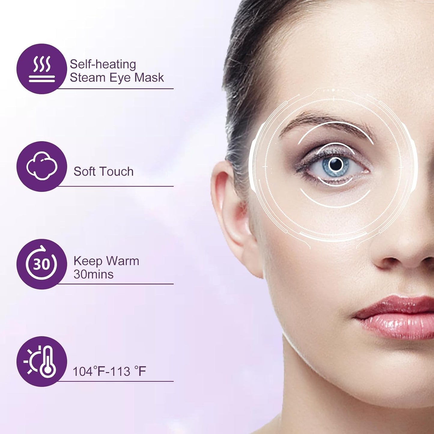 XPCARE 32 Pack Steam Eye Masks for Dry Eyes, SPA Warm Sleep Eye Mask, Disposable Heated Eye Mask for Dark Circles, Puffy Eyes, Relief Stress Eye Fatigue(Lavender)