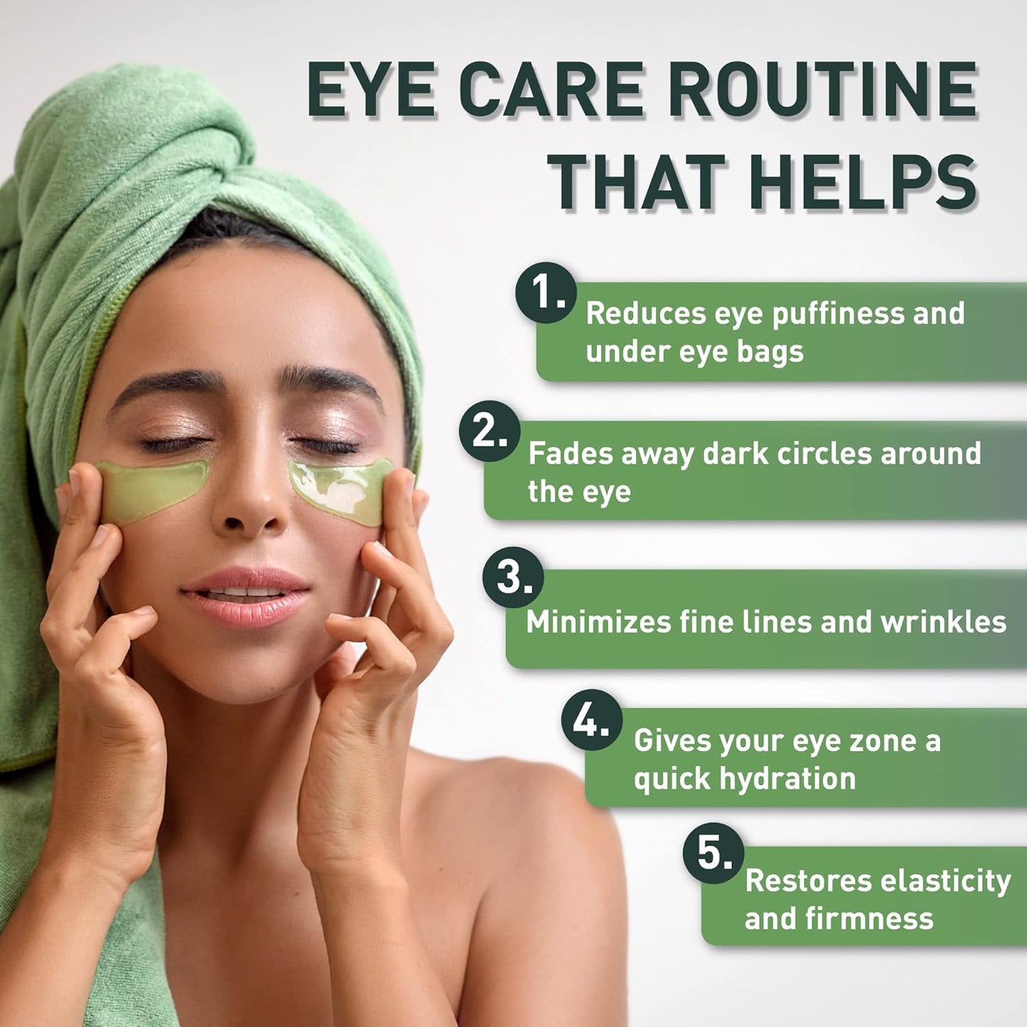 Green Tea Matcha Firming Eye Mask, 30 Pairs Collagen Patches For Fine Lines, Wrinkles, Under Eye Bags & Puffy Eyes Treatment, Face Gel Pads That Reduce The Signs Of Aging