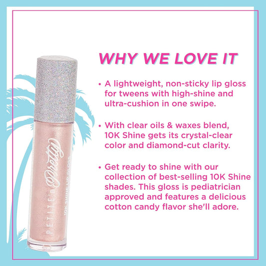 Petite 'N Pretty 10K Shine Lip Gloss for Girls (Glow Down) - Makeup for Kids, Tweens, Teens - High Shine, Soft, Hydrating, Lightweight, Made in the USA
