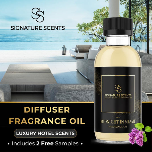 Luxury Hotel Diffuser Oil for Hotels and Homes - Aromatherapy Oils for use with an Essential Oil Diffuser at Home - Fragrance-Scent Diffuser Oil Blend (Midnight in Miami) 4.05fl oz (120ml)