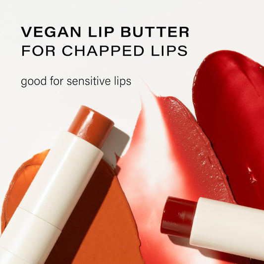 Melixir Vegan Lip Butter (12 Colors), Hydrating Tinted Lip Balm Stick, Bee-Free, Petrolatum-Free, Plant-Based, Moisturizes Dry & Chapped Lips With Shea Butter, Sheer, Natural Finish - #03 Red Velvet