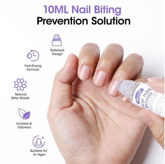 Gellen Nail Biting Treatment for Kids & Adults, Roll-On Stop Thumb Sucking Deterrent, 10ml Nail Biting Prevention, Quick Dry & Water-Resistant No Bite Nail Polish, Nail Care Solution