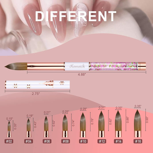 Acrylic Nail Brush Size 8,KEMEISI 100% Pure Kolinsky Nail Art Brushes Sturdy Handle Oval Shaped Acrylic Powder Nail Design Tools for Professional Manicure DIY Home Salon (White)