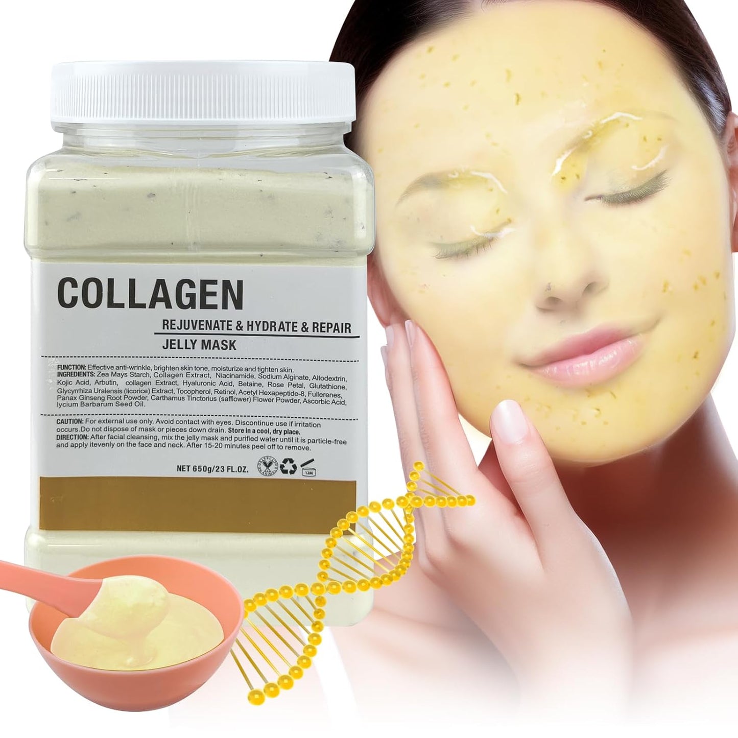 Jelly Mask for Facials Professional, Hydrating & Moisturizing Peel-Off Natural Gel Face Mask SkinCare, Professional Spa Use Jelly Face Masks, Deep Hydration & Glow 23 Fl Oz (Collagen)
