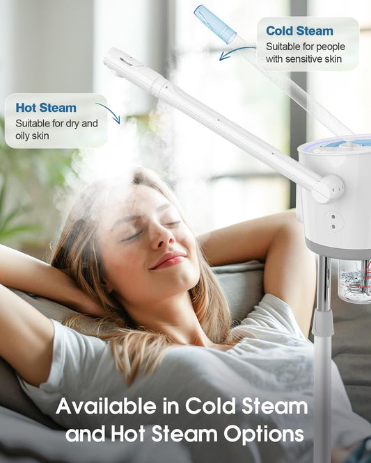 Kingsteam 2 in 1 Hot and Cold Facial Steamer, 30 Min Timer, Ionic Facial Steamer for Home, Esthetician, Professional Nano Water Mist with Large Water Volume for Beauty Salons - Ozone Facial Sprayer