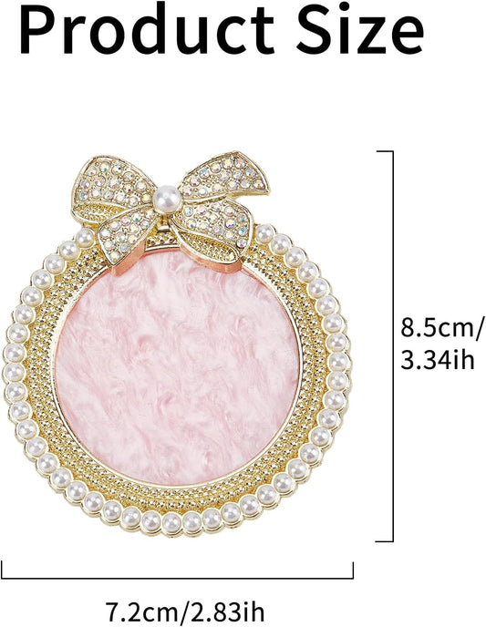 NICENEEDED 2 PCS Resin Nail Art Palette, Nail Art Painting Mixed Color Makeup Palette with Pearls, Rhinestone Bowknot Edge Nail Polish Palettes Nail Art Display Board for Nail Salon