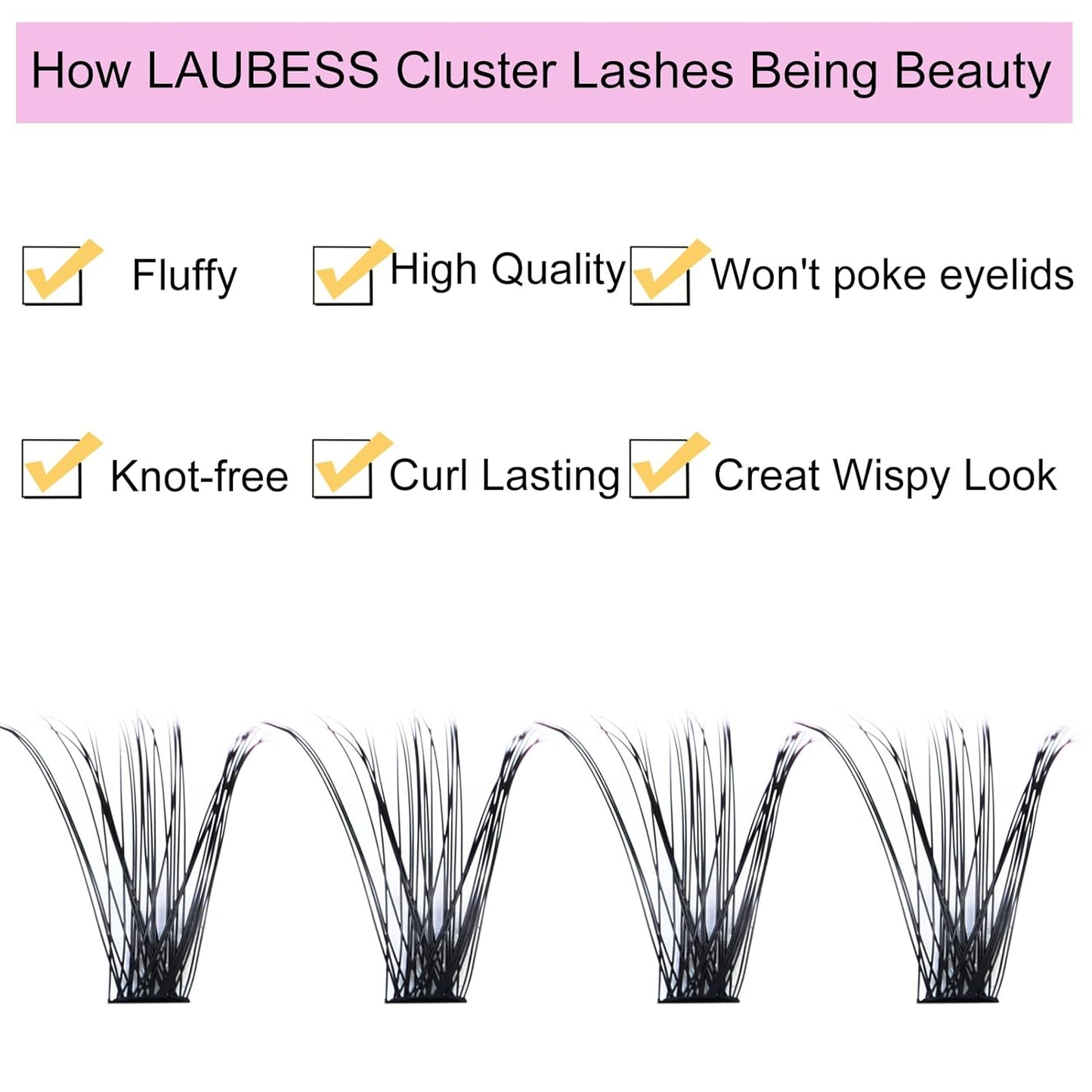 Eyelash Clusters LAUBESS Lash Clusters Individual Lashes Cluster Eyelash Extensions DIY at Home Waterproof Cluster Lashes (40D-C-14-18)