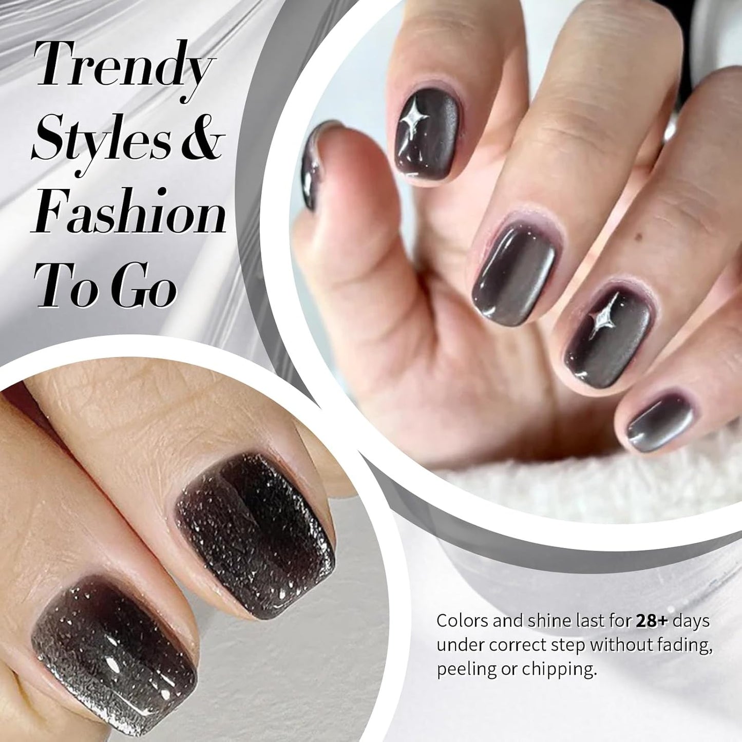 Born Pretty Cat Magnetic Eye Gel Nail Polish, Black Pearl Glitter Cat Magnetic Gel Nail Polish, Holographic Magnetic Nail Polish for Nail Art Manicure Salon DIY at Home 15ML