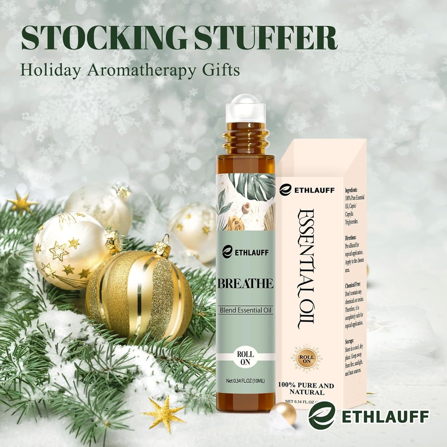 Breathe Essential Oil Blend 10 ml, Breath Easy Essential Oil Roll On, Natural Breathing Support for Sinus Relief, Headache