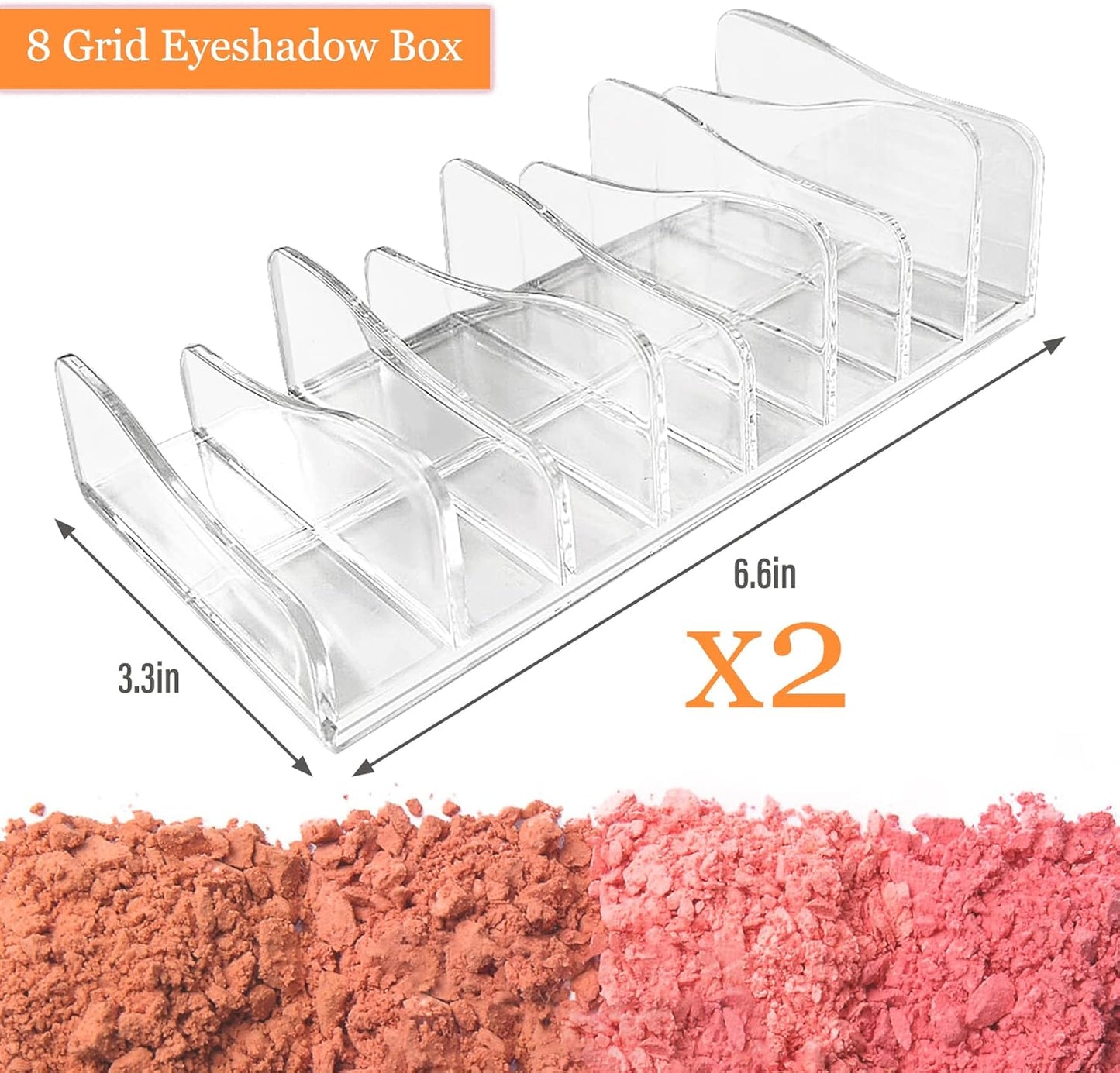 Makeup Palette Organizer,Acrylic Eyeshadow Palette Pallet,8 Sectons BPA-Free Divided Make Up Blush,Contour Storage Holder Cosmetic Eye Shadow Display Stand Clear Rack Vanity Holder(2 Pack).