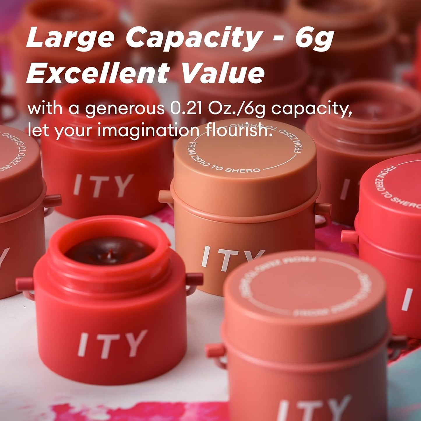 ITY Velvet Matte Finish Lip Stain-Mousse Textured Pudding Pot Lip Clay with Brush, Nude Shade, Dual-Use as Lipstick and Blush, Conceals Lip Lines, Rich Pigment, 0.21 oz (6g) in Papaya Dream