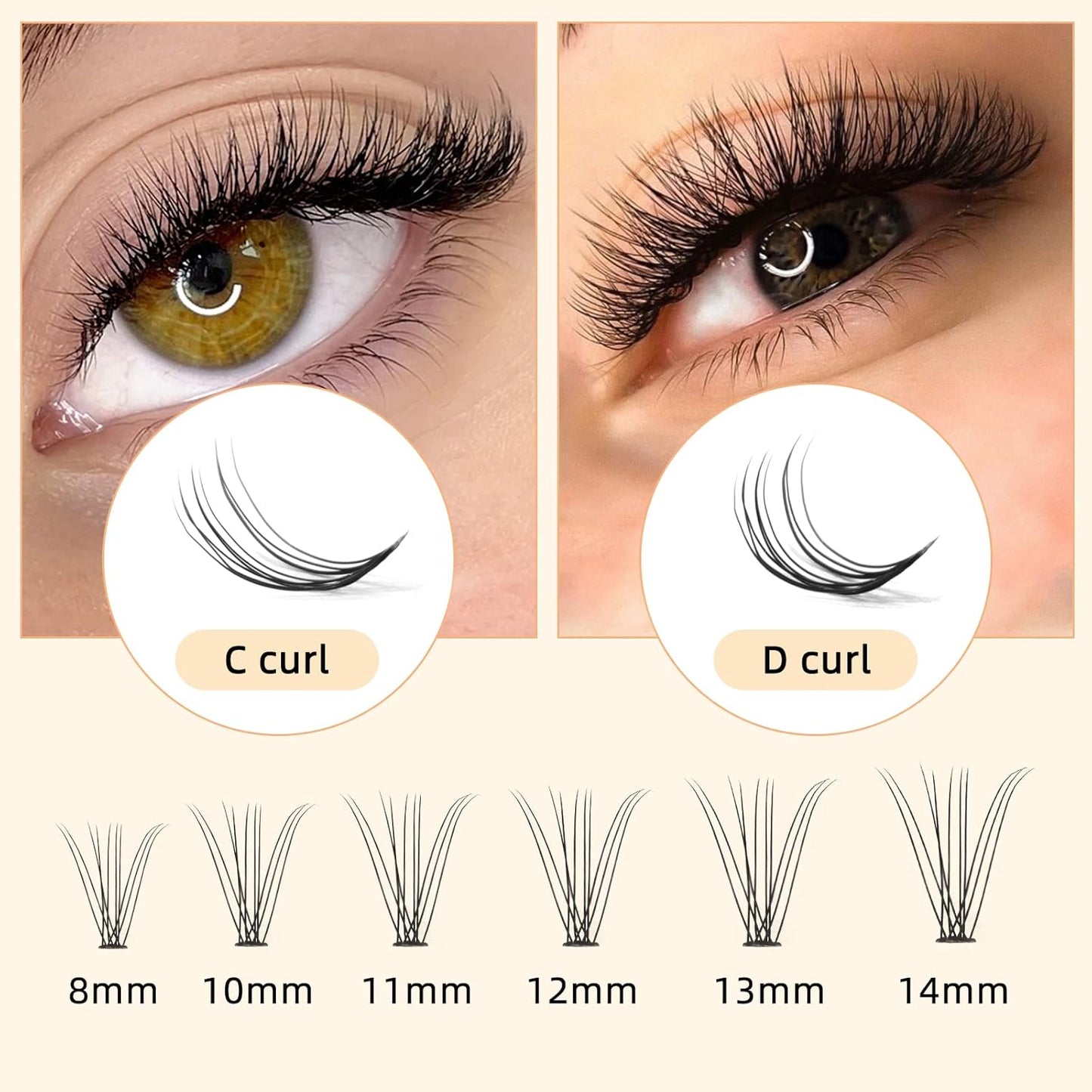 QUEWEL Cluster Lashes 240Pcs Individual Lashes 10D 0.10C Curl 16mm Knot-Free Lash Extensions Clusters Lashes Soft&Natural False Eyelashes Individual DIY Eyelash Extension at Home(10D 0.10C 16)