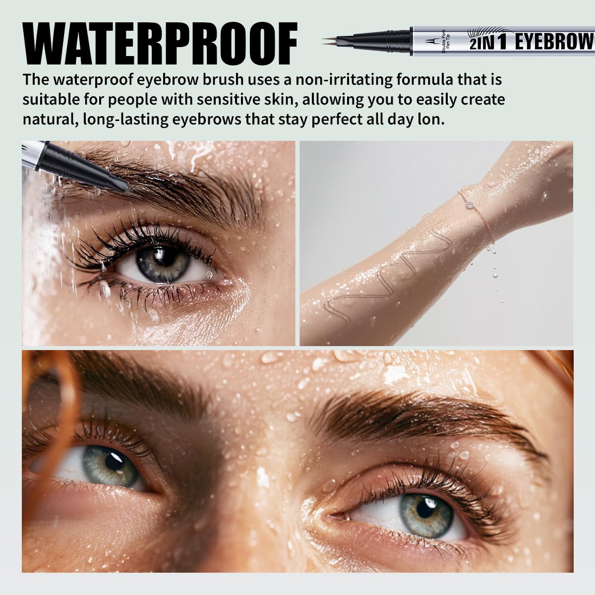 Eye Brow Pencils for Women Brown,2-in-1 Dual-Ended Eye Brow Pencil with 2-Fork-Tip and Precise Brush-Tip, Microblading Eyebrow Pen for Waterproof Long Lasting Natural Hair-Like Brows(Brown)