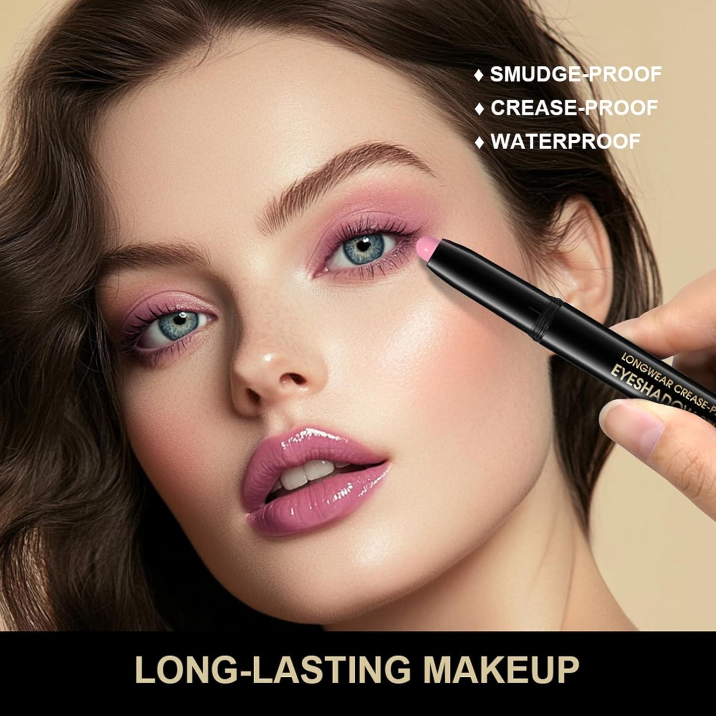 Eyeshadow Stick, Shimmer and Matte Cream Eye Shadow Brightener Sticks Eyeliner Pencil Crayon, Waterproof Long Lasting Eye Highlighter Stick Makeup,0.056 Oz (5PCS Shimmer)