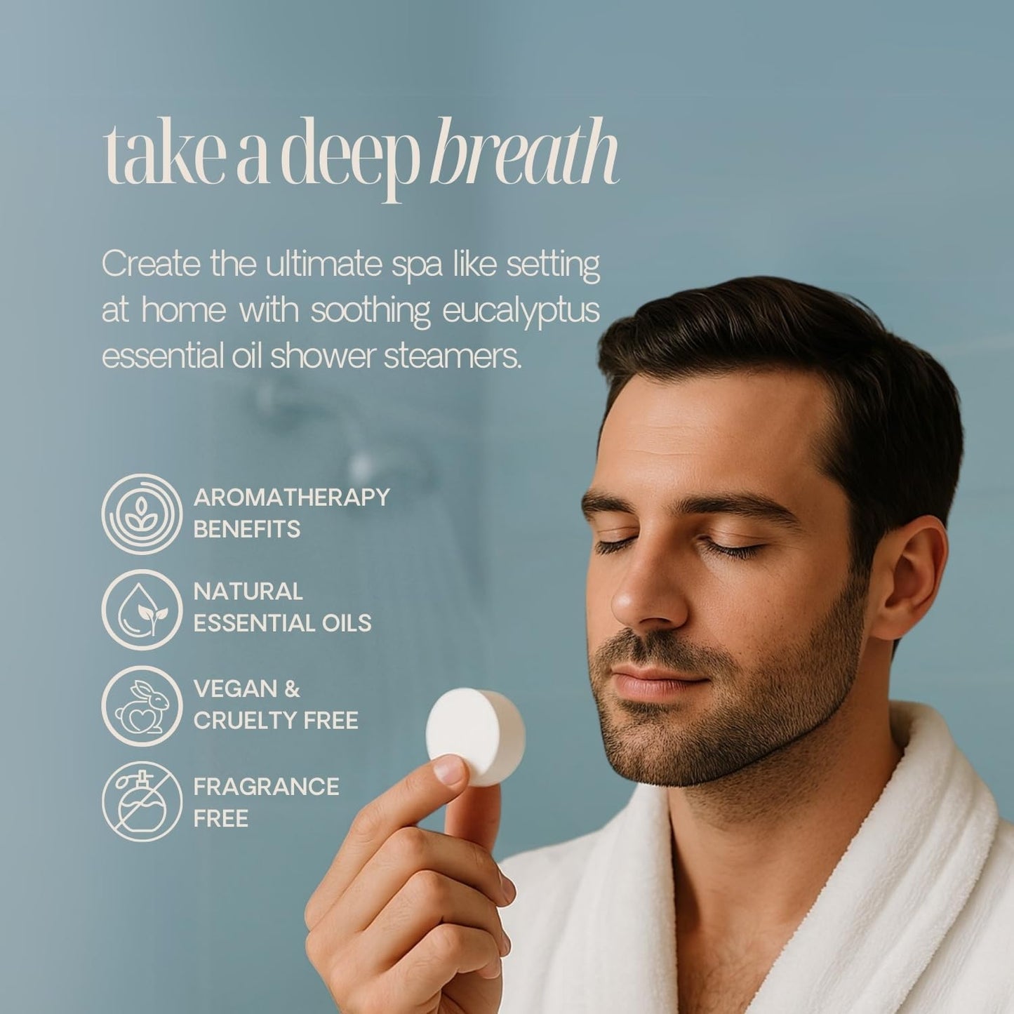 Shower Steamers Aromatherapy 10 Pack - Made in USA with Natural Essential Oils for Christmas Stocking Stuffers, Birthday Gifts for Women and Men, White Elephant, Self Care - Eucalyptus