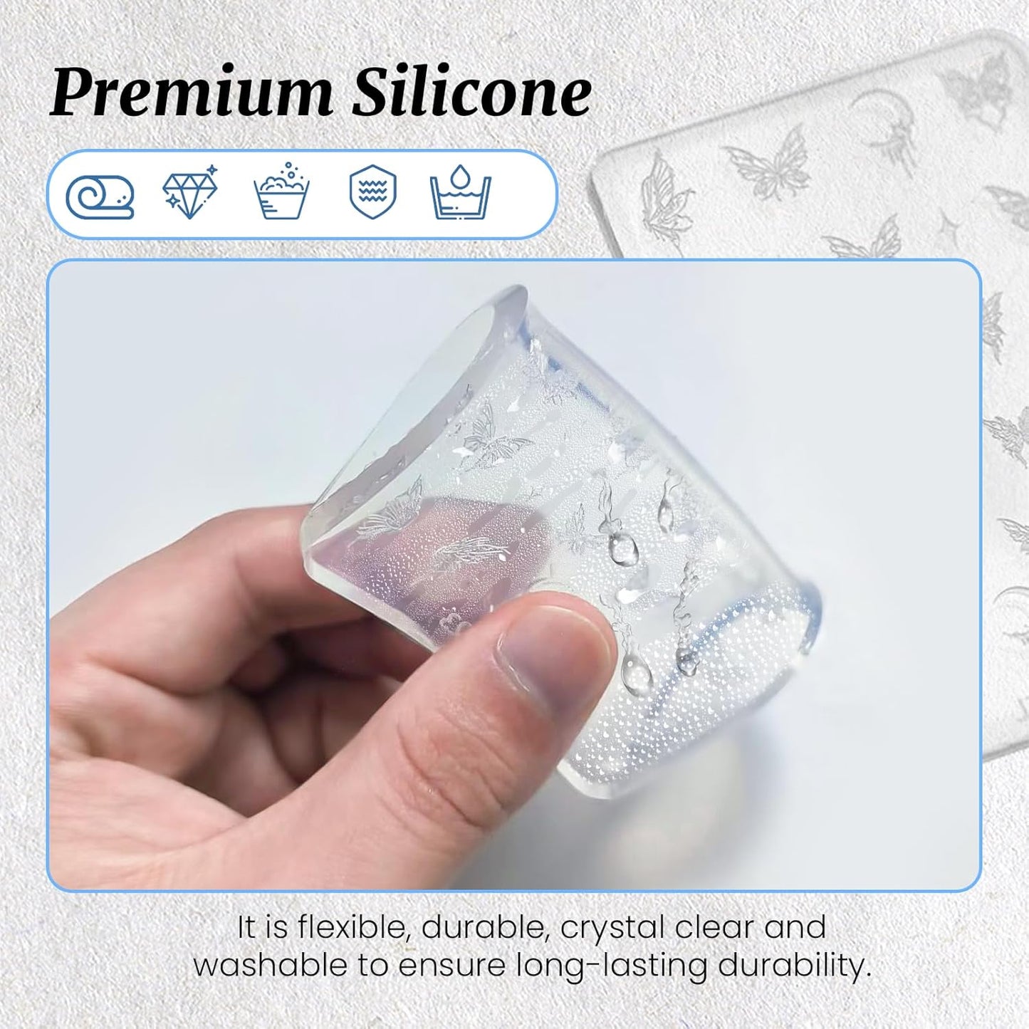 Nail Art Silicone Mold - Butterfly Stars Moon Decoration for 3D Carving Templates, Precise Embossed Pattern Tools, Charms for Acrylic DIY Craft