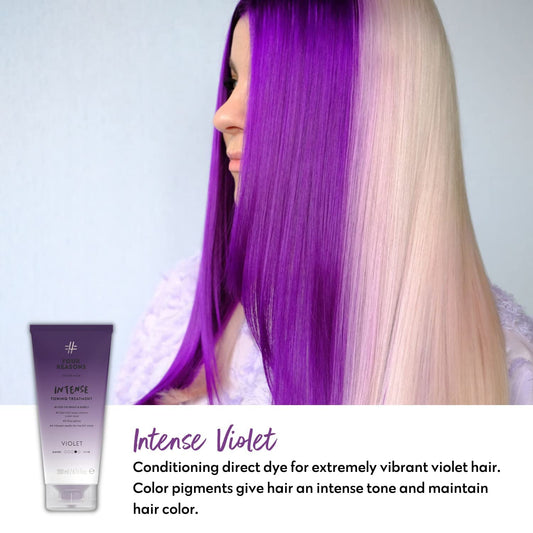 Four Reasons Color Mask INTENSE- Violet – (27 Colors) Intensive Toning Treatment - Color Depositing Conditioner – Semi Permanent Hair Dye for Lightened and Colored Hair– 100% Vegan, 6.76 fl oz