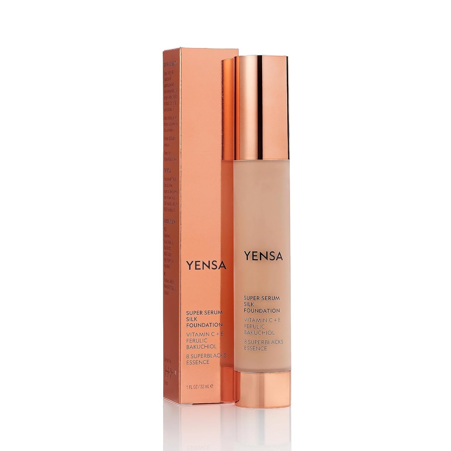 YENSA Super Silk Foundation - Full Coverage, Age-defying complex of Vitamin C, E, Ferulic, and Bakuchiol Oil (Light 1) 1.0 fl oz