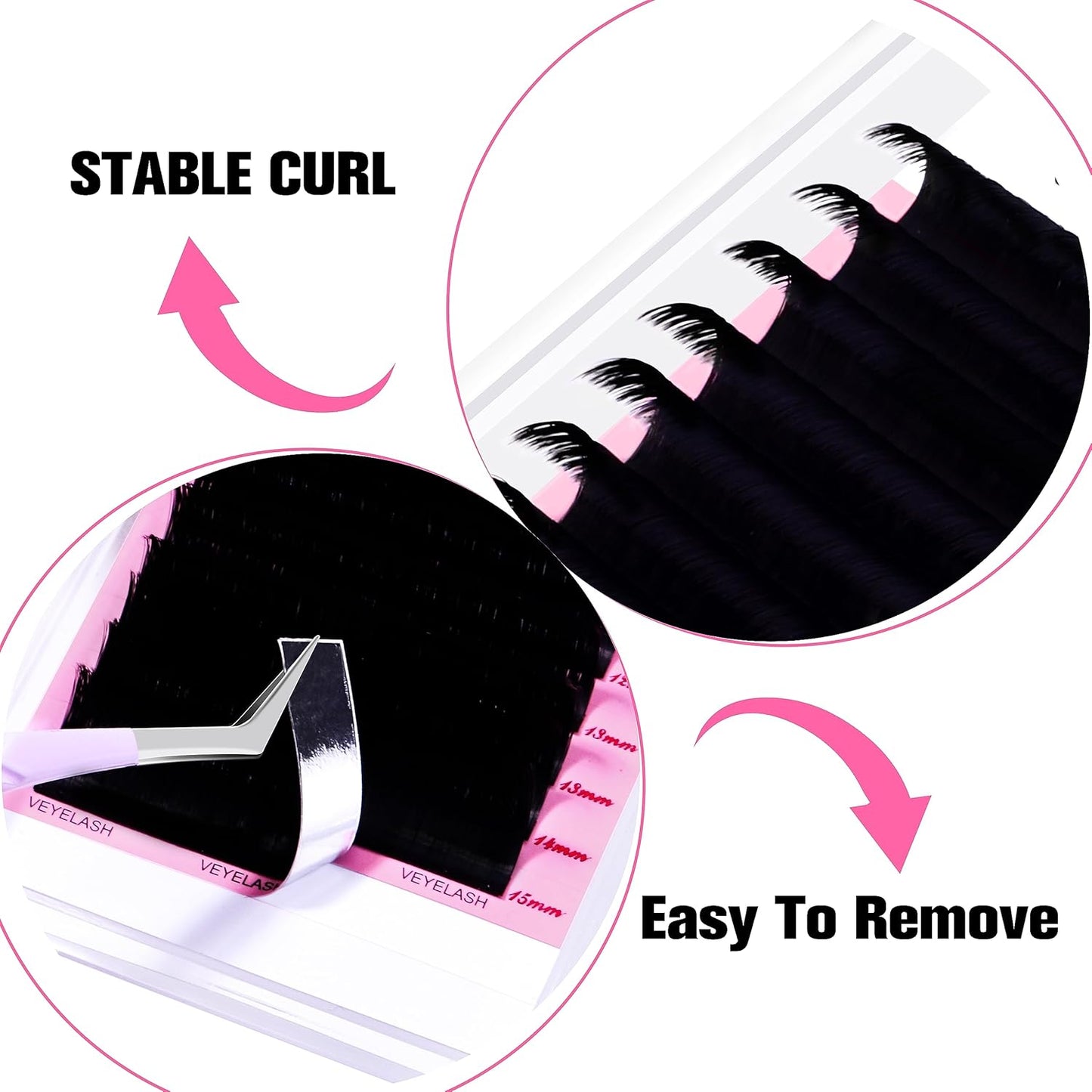 VEYES INC Cashmere Smart Fan Lash Extensions 0.03 0.05 0.07 C/CC/D Curl 8-20mm Mixed & Single Length, Super Matte Black Volume Lashes, Professional Supplies for Lash Techs (0.03 C 10mm)