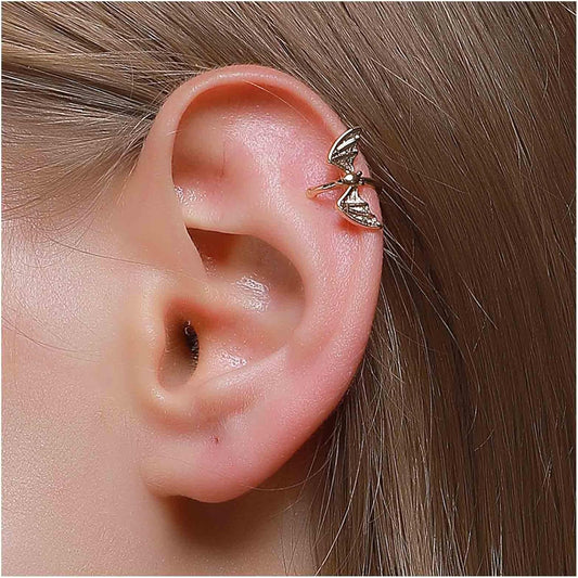 Gothic Bat Cuff Earrings Gold Bat Ear Cuffs Non Pierced Earrings Punk Animal Earrings Cool Vampire Earrings Jewelry for Women and Girls Gifts