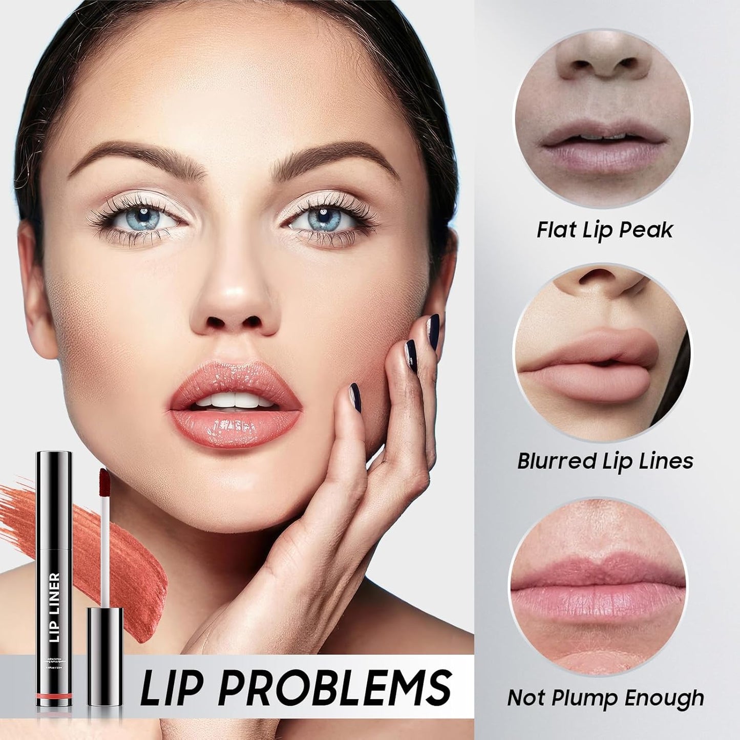 Peel Off Lip Liner Stain - Non-Stick Cup Lip Comfortable Vivid Color Peel Lip Stain Transfer-Proof & Long - Wear, Create Beauty & Charming Lip Makeup For All Skin Types with All-Day (#03 Rose)