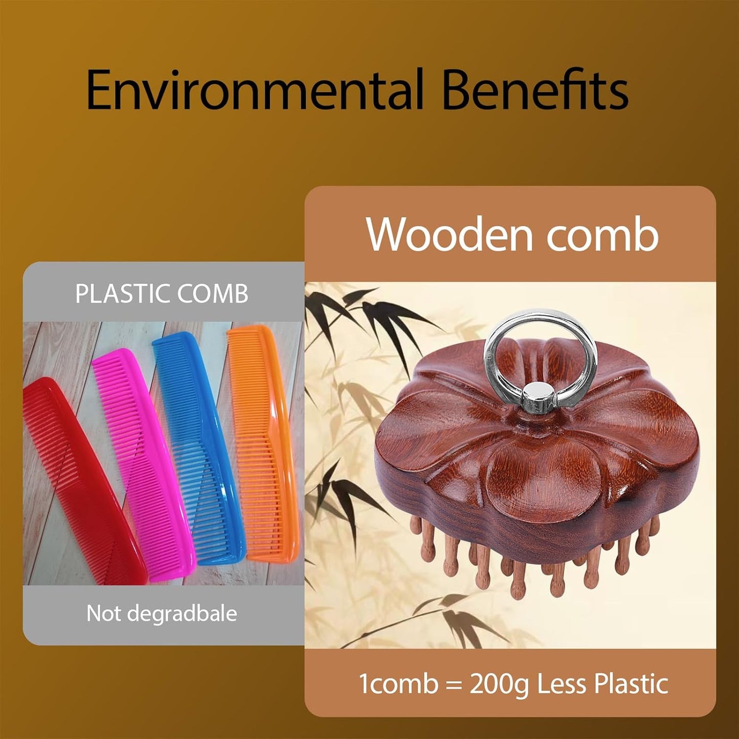 Wooden Scalp Massager for Hair Growth & Detangling - Wide Tooth Wooden Hair Brush with Body Massage Nodes, Stress Relief & Improved Blood Flow