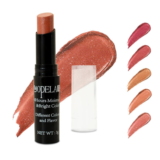 Yopela 5 Pack Tinted Lip Balm With Glitter Powder Stocking Stuffers Tinted Chapstick - Moisturizing Lip Balm with Shimmer - Lipstick Set - Assorted Colors and Favors Valentine's Gift