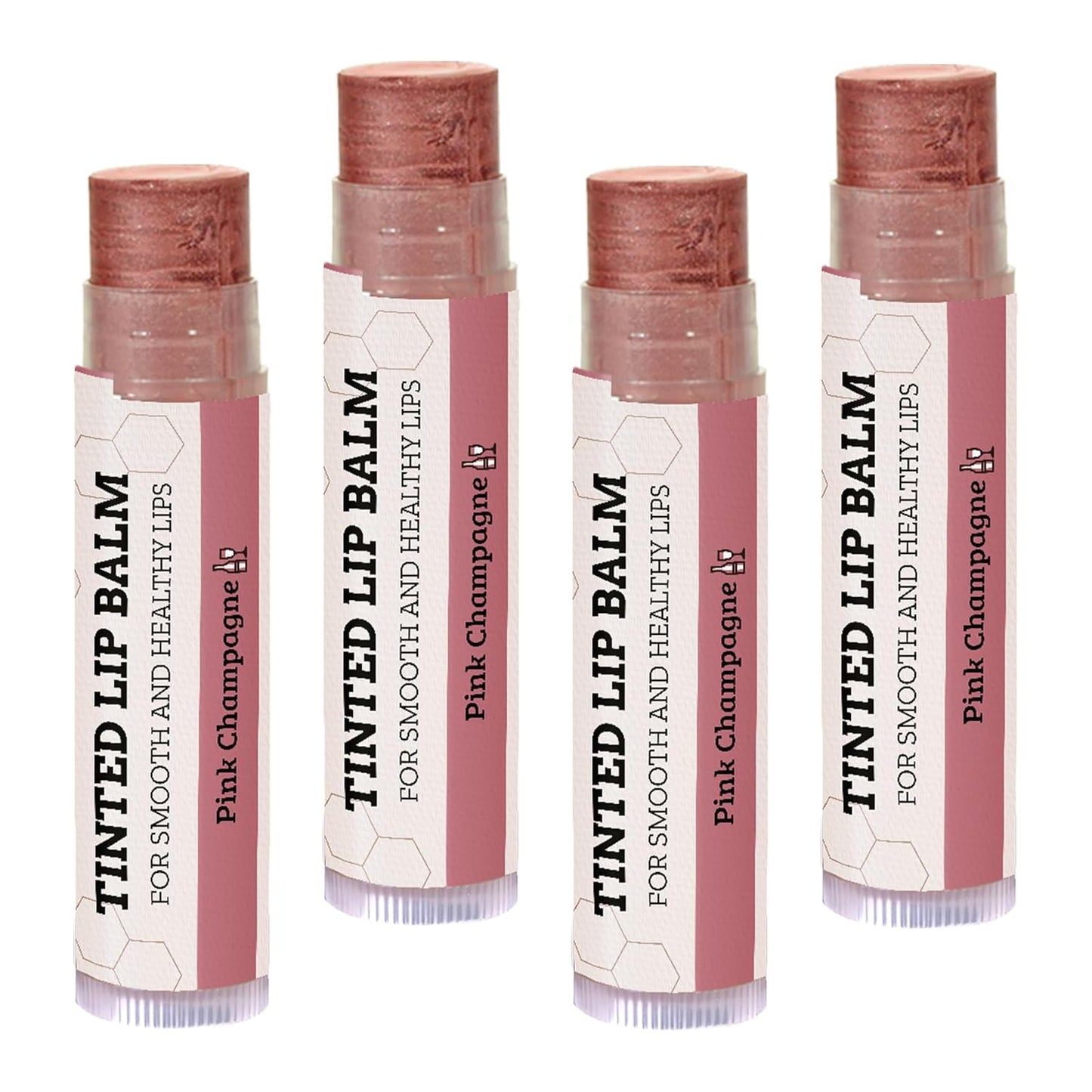 Earth's Daughter Tinted Lip Balm 4-Pack of Pink Champagne Color - Beeswax, Coconut Oil, Cocoa Butter, Vitamin - Moisturize and Beautify - Paraben Free
