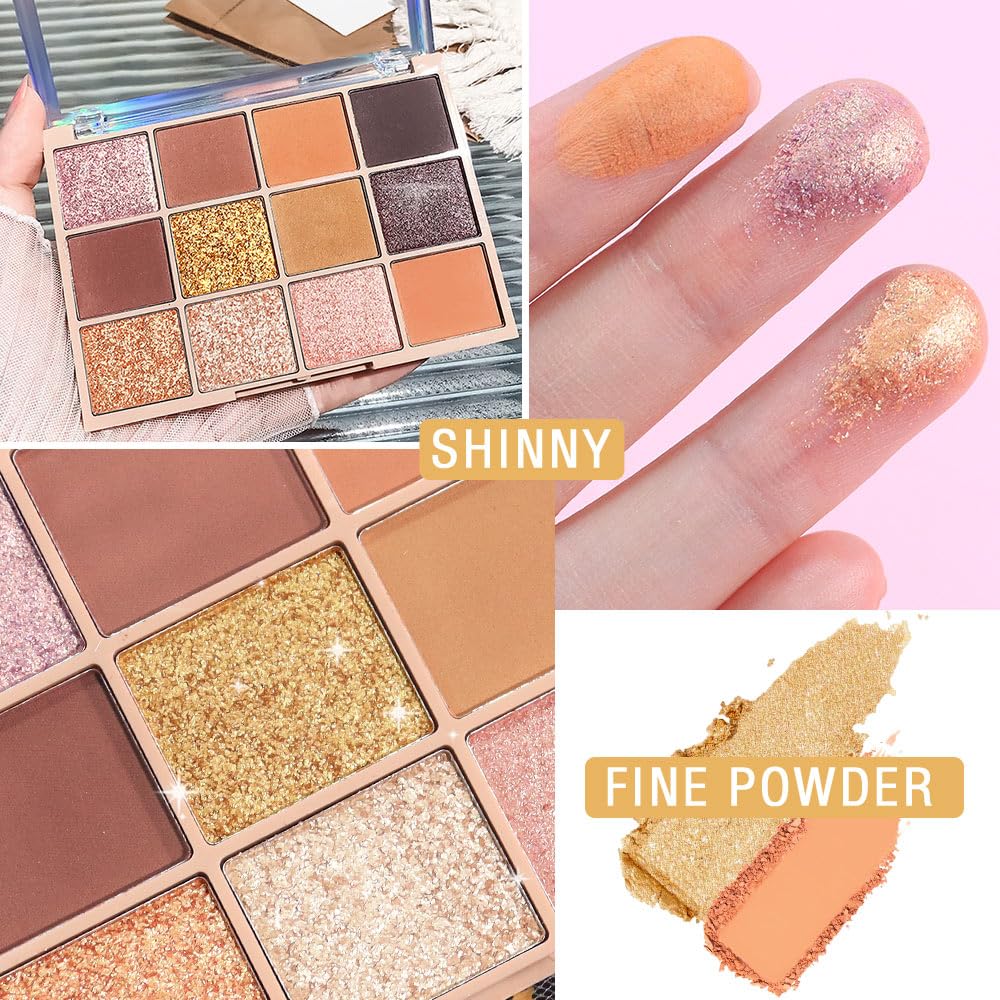 Neutral Eye Shadow Palette,Nude Pink Champagne Naked Cream Eyeshadow Palette,Make Up Pallets for Women Eyeshadow for Eyes Long Lasting Naturing-Looking