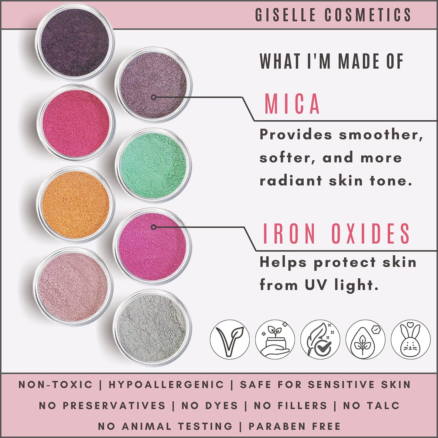 Loose Mineral Eyeshadow and Contouring Palette - Lolly Pop Candy 8 Shade Set