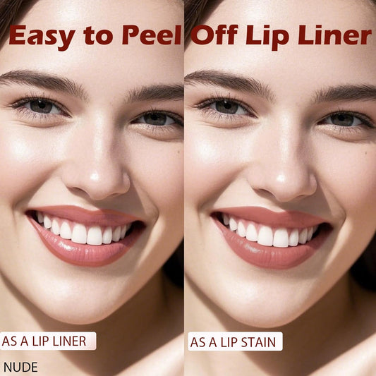 Lip Liner Stain Peel Off with Tweezer, Long Lasting Matte Lip Tattoo, Highly Pigmented Color Lip Makeup, Waterproof, Transfer-proof Lipstain for Women, for All Skin Types, Nude