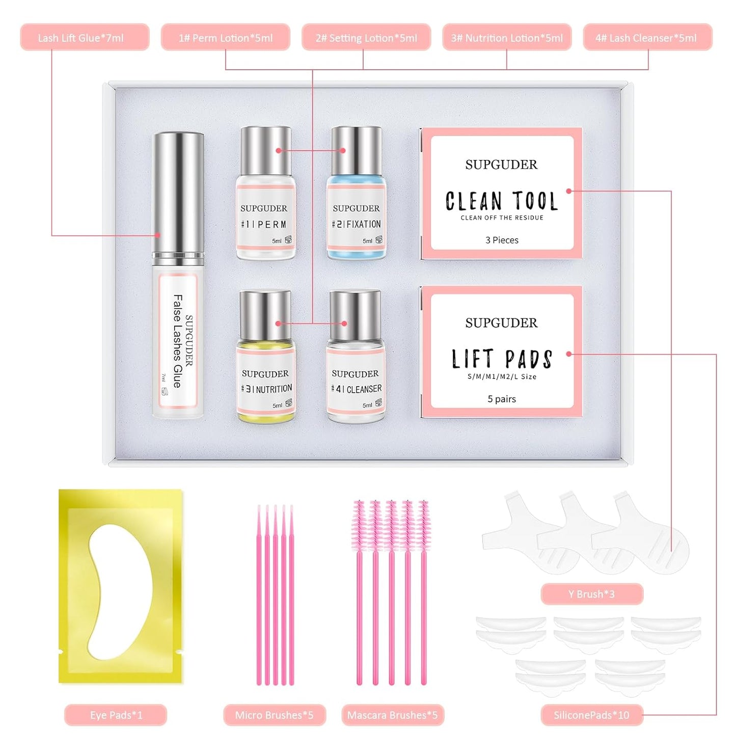 2025 Lash Lift kit Eyelash perm kit,SUPGUDER Professional Eyelash Curling Lash Extension Set,Lash Lifting Tools Suitable for Salon